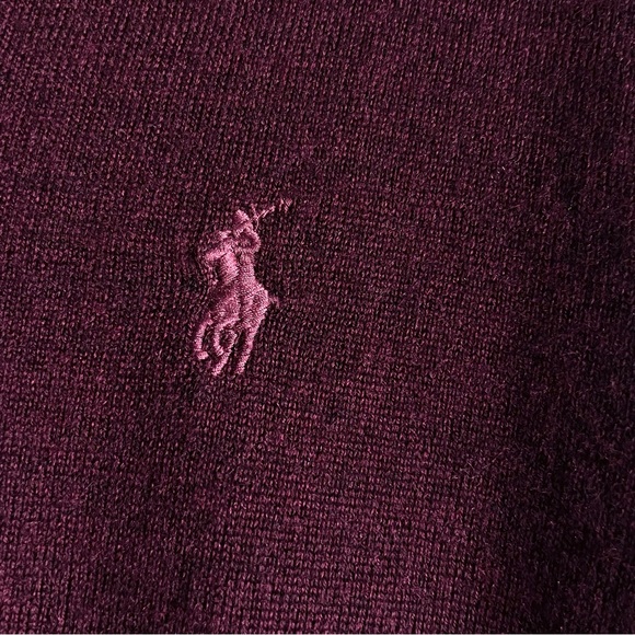 Polo Ralph Lauren Washable Wool Slim Fit V-Neck Sweater in Wine Size M EUC - Picture 8 of 16